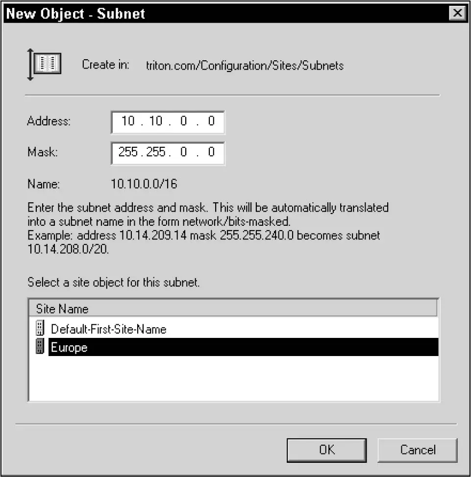 Figure 3-3: New Object: Subnet window