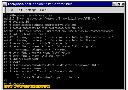 10) Step seven: type make dep to create the source dependencies and propagate configuration information to all makefiles in the development tree.