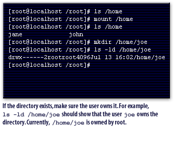 If the directory exists, make sure the user owns it.