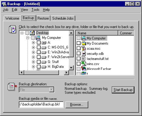 Click the Restore wizard button to have the wizard walk you