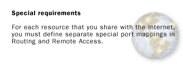 For each resource that you share with the Internet, you must define separate special port mappings in Routing and Remote Access.