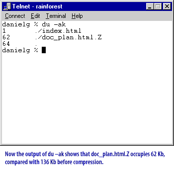 displays another Telnet session on a terminal interface with the following text:
