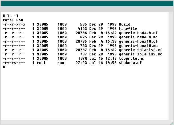 ls -l
