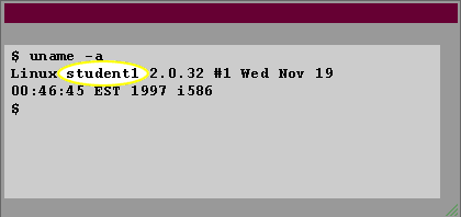 6) name of the operating system 2) name of the machine